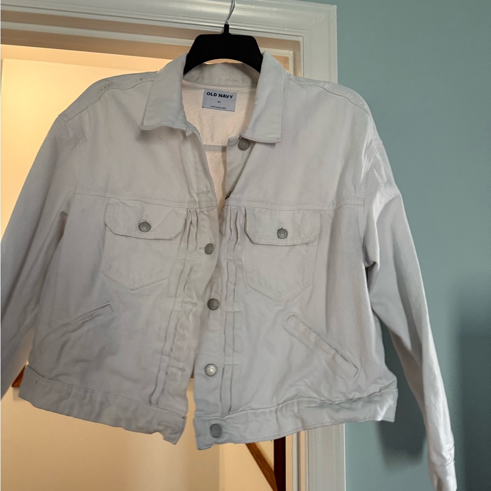 Old Navy Women's White Cropped Denim Jacket
